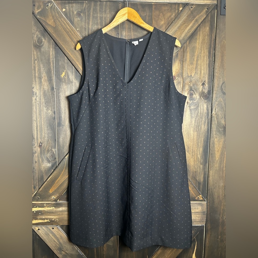 Gap Black Faint Stars V-Neck Sleeveless Shift Dress With Pockets XL